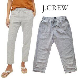 J. CREW Factory Gray / White Striped Linen Cotton Drawstring Pants Size 14